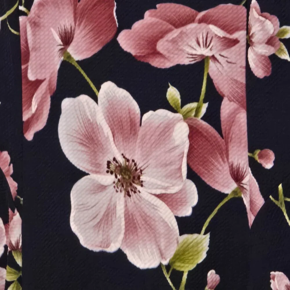 Jessica Howard Floral Dress Size 14 Black Pink Fit Flare Wedding Guest Cocktail